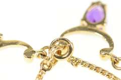 14K Yellow Gold Pear Amethyst Scalloped Drop Fringe Chain Necklace