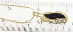 Wonderful 14kt YG Set of Black Onyx Leaf Design Necklace & Earrings