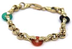 Gorgeous 14kt YG Multi-Color Gemstone Ring Station Bracelet