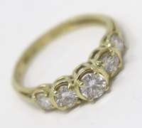 Fabulous 18kt 1ct 5 Diamond Pyramid Ring