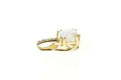 14K Yellow Gold Cushion Syn. Opal Cubic Zirconia Statement Pendant