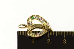 10K Yellow Gold Gem Inset Classic Heart Mother's Day Mom Charm/Pendant