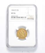 VF35 1844-C $5.00 Liberty Head Gold Half Eagle - Graded NGC