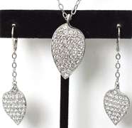 Sterling Silver White Stone Necklace and Earrings Set