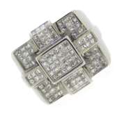 Majestic White Gold apx 5ctw Invisible Set Diamond Men's Ring