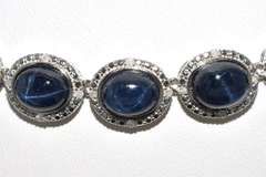 Mesmerizing 107.60 CTW Star Sapphire & Diamond Necklace in Sterling Silver