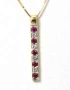 Understated Diamond & Ruby Necklace in 14KT Yellow Gold