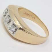 Classic 14kt YG Gents' 3-Stone Diamond Ring