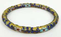 Early Chinese Cloisonne Bangle with Silk Box