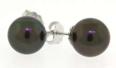 Fancy White Gold Black Pearl Stud
