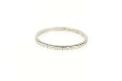 Platinum 1.7mm Art Deco Flower Wedding Band Ring