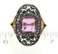Antique Pink Faux Spinel & Rose Cut Diamond Ring