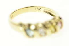 10K Yellow Gold Marquise CZ Pink Blue & Yellow Topaz Band Ring