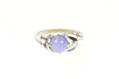 10K White Gold Retro Ornate Syn. Blue Star Sapphire Diamond Ring