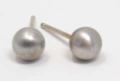 Amazing White Gold Brushed Ball Stud Earrings
