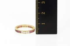 14K Yellow Gold 0.66 Ctw Ruby Diamond Eternity Wedding Band Ring