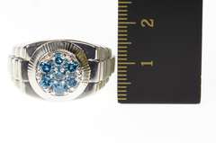14K White Gold 0.70 Ctw Men's Blue Diamond Watch Band Ring