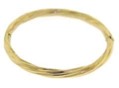 Simple 14kt YG Twist Motif Hinged Bangle Bracelet
