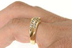 14K Yellow Gold 0.63 Ctw Wavy Diamond Channel Men's Band Ring