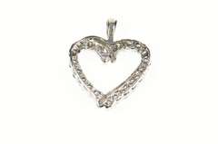 10K White Gold 2/3 Ct Diamond Classic Simple Heart Pendant