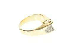 14K Yellow Gold Two Tone Pave Diamond Geometric Statement Ring