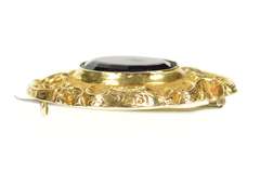 18K Yellow Gold Victorian Scroll Ornate Amethyst Mourning Pin/Brooch
