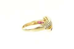14K Yellow Gold Princess Cut Ruby Diamond Bypass Ring