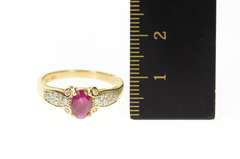 14K Yellow Gold 0.76 Ctw Natural Ruby Diamond Statement Ring