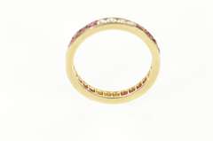 14K Yellow Gold 0.66 Ctw Ruby Diamond Eternity Wedding Band Ring