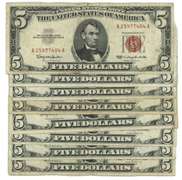 Lot of 14 Series of 1953 $5 Blue Seal Silver Certs