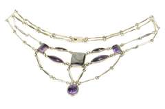 Sterling Silver David Godinez Hematite Amethyst Statement Necklace