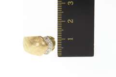14K Yellow Gold Retro 1960's Diamond Chevron Domed Ring