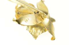 18K Yellow Gold Retro Ornate Orchid Flower 3D Statement Pin/Brooch