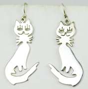 Sterling Silver Stylized Cat Earrings