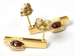 Mod Garnet & Diamond Accent Earrings in 14KT Yellow Gold