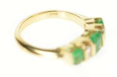 14K Yellow Gold 0.91 Ctw Natural Emerald Diamond Classic Ring
