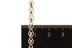 10K Yellow Gold Tri Tone Diamond Cut Heart Link Bracelet
