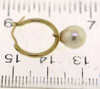 Elegant 14kt Yellow Gold Pearl Dangle Hoop Earrings