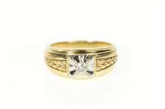 14K Yellow Gold 0.15 Ct Men's Art Deco Diamond Wedding Ring