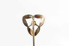 14K Yellow Gold Diamond Inset Etched Ornate Leaf Design Stick Pin