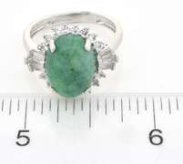 Classic Emerald & White Sapphire Ring in Sterling Silver