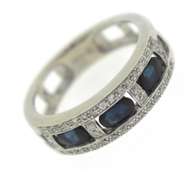 Charming White Gold Sapphire and Diamond Ring