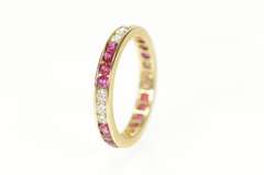 14K Yellow Gold 0.66 Ctw Ruby Diamond Eternity Wedding Band Ring