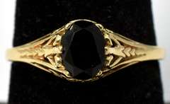 Stunning Yellow Gold Ring with Black Garnet