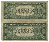 2 Series of 1935-A $1 Hawaii Silver Certificate notes