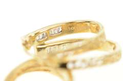 14K Yellow Gold Baguette Diamond Layered Look Oval Hoop Earrings