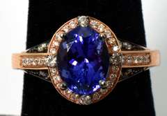 Gorgeous Tanzanite & Diamond Ring in 14KT Rose Gold - LeVian