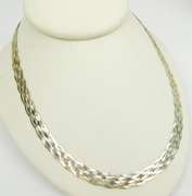 Italian Milor Wide Sterling Silver Woven Necklace