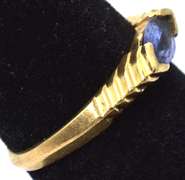 Lovely Blue Crystal Ring in 14KT Yellow Gold