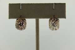 Sterling Silver Filigree Wide Hoop Earrings